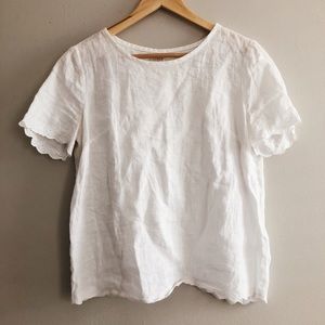 J. Crew Linen Scalloped Cross Back Shirt